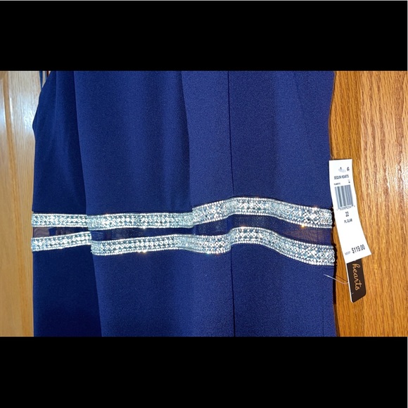 Women’s Formal Dress Sizes 20 22 Sequin Hearts Sheath Navy Embellished Gown Prom - Picture 4 of 16